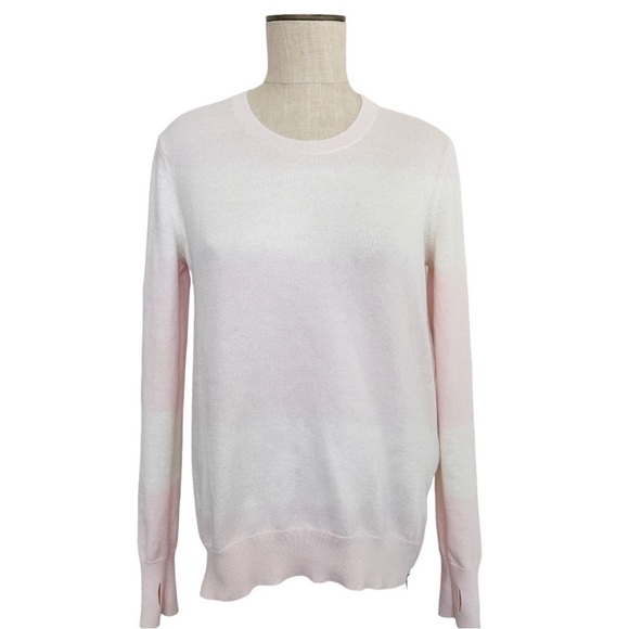 Pam & Gela Side Zip Cashmere Blend Sweater with Thumb Holes Pink White M - Picture 1 of 8